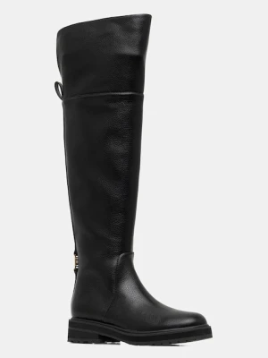 Twinset kozaki damskie kolor czarny na płaskim obcasie 252TGT124