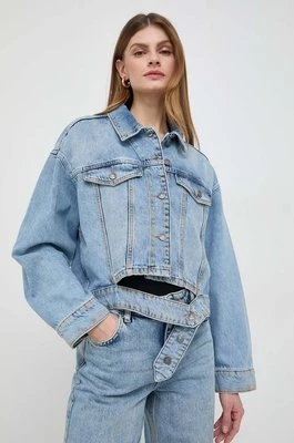Twinset kurtka jeansowa damska kolor niebieski przejściowa oversize