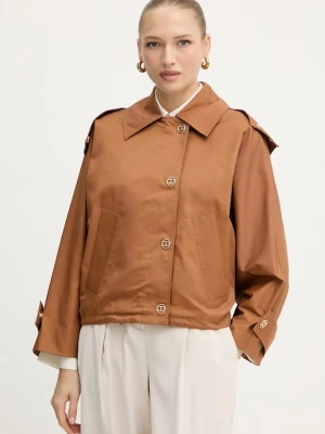 Twinset kurtka kolor brązowy przejściowa oversize 252TP2062