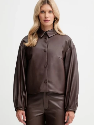Twinset kurtka kolor brązowy przejściowa oversize 252TP2090