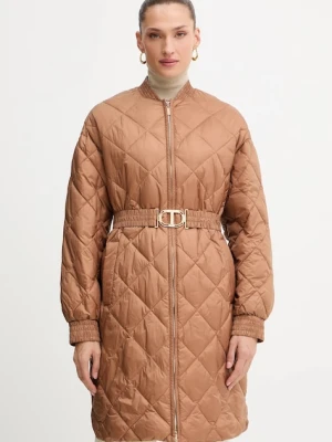 Twinset kurtka kolor brązowy przejściowa oversize 252TP2130
