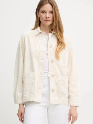 Twinset kurtka koszulowa bawełniana kolor beżowy przejściowa oversize 251TT2200