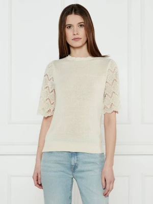 TWINSET Lniany sweter | Regular Fit beżowy