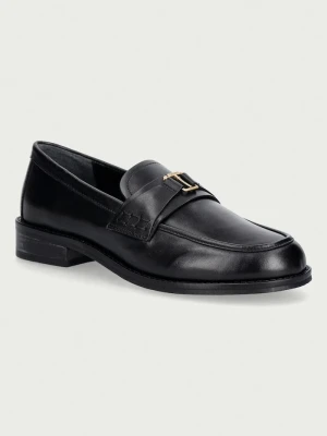 Twinset loafersy damskie skórzane czarny