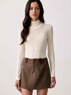 Twinset longsleeve damski z wiskozą beżowy