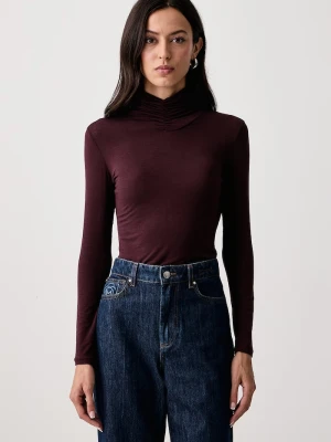 Twinset longsleeve damski z wiskozą bordowy
