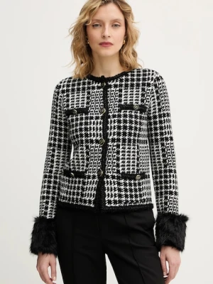 Twinset marynarka z dodatkiem wełny kolor biały jednorzędowa gładka 252TT3040