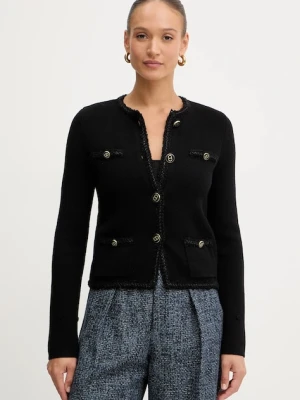 Twinset marynarka z dodatkiem wełny kolor czarny jednorzędowa gładka 252TT3040