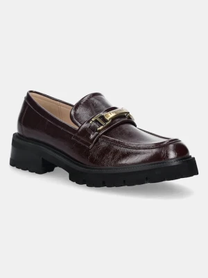 Twinset mokasyny damskie kolor bordowy na platformie 252TGT080