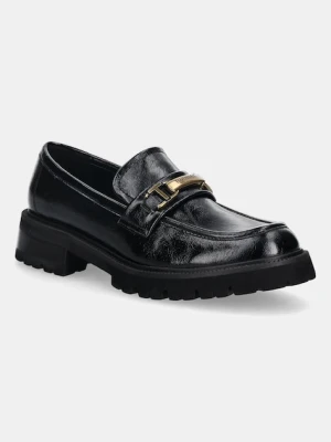 Twinset mokasyny damskie kolor czarny na platformie 252TGT080