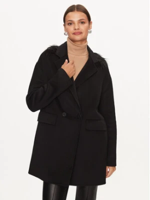 TWINSET Płaszcz wełniany 232TP2011 Czarny Regular Fit