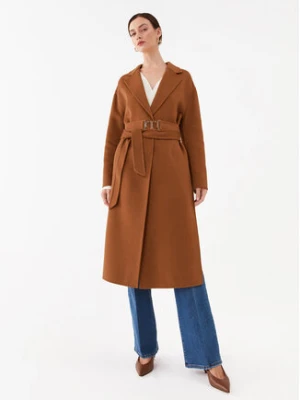 TWINSET Płaszcz wełniany 232TP2013 Brązowy Regular Fit