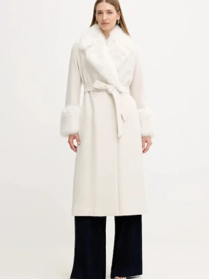 Twinset płaszcz z domieszką wełny kolor beżowy 252TT2040