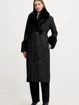 Twinset płaszcz z domieszką wełny kolor czarny 252TT2040