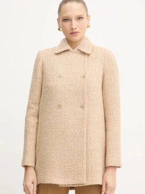 Twinset płaszcz z wełną kolor beżowy 252TP2141