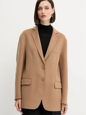 Twinset płaszcz z wełną kolor brązowy 252TP2072