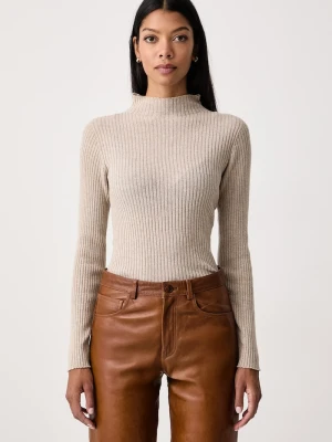Twinset półgolf damski z wełną beżowy