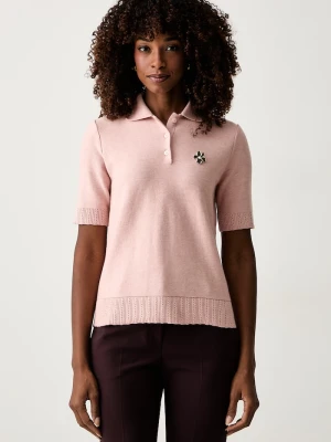 Twinset polo swetrowe damskie z wełną różowy