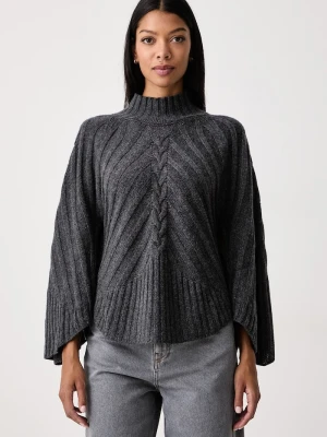 Twinset poncho damskie z wełną szary