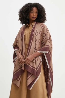 Twinset poncho z domieszką wełny kolor brązowy lekkie 242TA4710