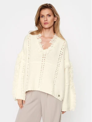 TWINSET Ponczo 232TP3540 Écru Relaxed Fit