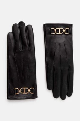 Twinset rękawiczki skórzane damskie kolor czarny 242TA4340