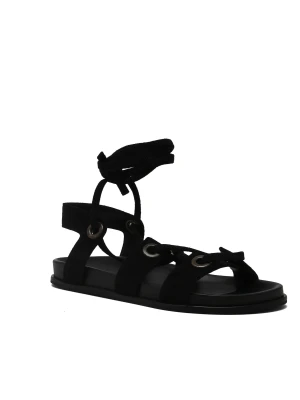 TWINSET Skórzane sandały GLADIATORE czarny