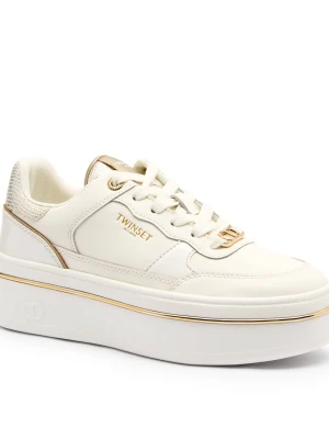 TWINSET Skórzane sneakersy biały