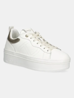 Twinset sneakersy skórzane damskie kolor biały 252TCP024