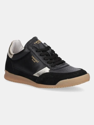 Twinset sneakersy skórzane damskie kolor czarny 252TGT022