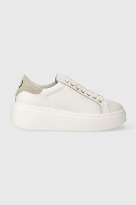 Twinset sneakersy skórzane kolor biały 241TCT094