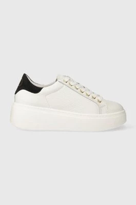 Twinset sneakersy skórzane kolor biały 241TCT094