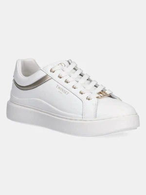 Twinset sneakersy skórzane kolor biały 252TCP020