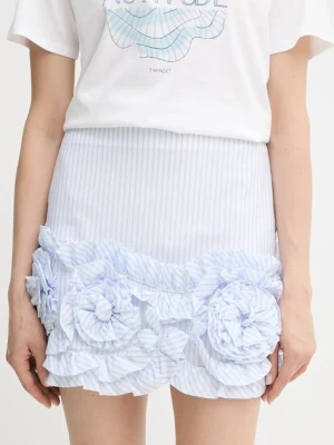 Twinset spódnica bawełniana kolor niebieski mini ołówkowa 251AX2059