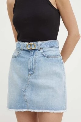 Twinset spódnica jeansowa kolor niebieski mini ołówkowa