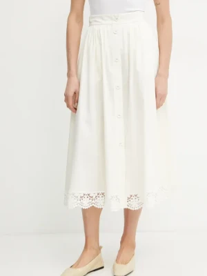 Twinset spódnica kolor beżowy midi rozkloszowana 251TT2095