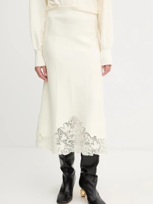 Twinset spódnica kolor beżowy midi rozkloszowana 252TP3407