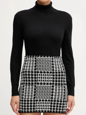 Twinset spódnica z dodatkiem wełny kolor czarny mini prosta 252TT3041