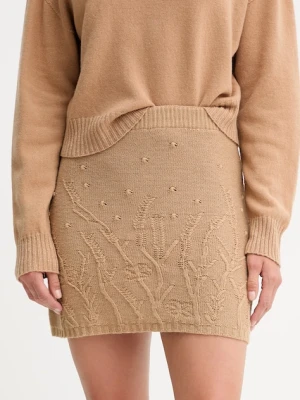 Twinset spódnica z domieszką wełny kolor brązowy mini ołówkowa 252TP3334