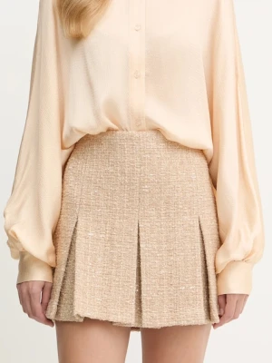 Twinset spódnica z wełną kolor beżowy mini prosta 252TP2144