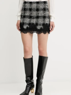 Twinset spódnica z wełną kolor czarny mini rozkloszowana 252TT2112