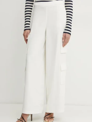 Twinset spodnie damskie kolor beżowy fason cargo high waist 251AP2333