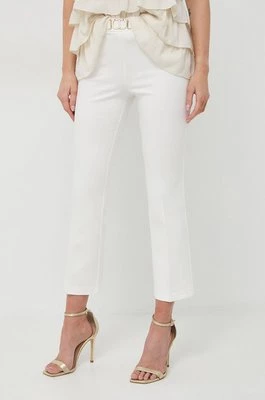Twinset spodnie damskie kolor beżowy fason cygaretki high waist