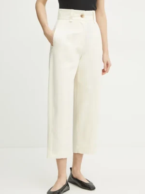 Twinset spodnie damskie kolor beżowy proste high waist 251TP2213