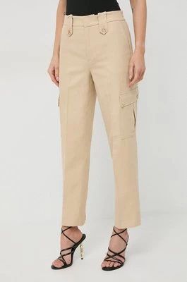 Twinset spodnie damskie kolor beżowy proste high waist