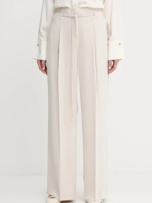 Twinset spodnie damskie kolor beżowy szerokie high waist 252TF2011