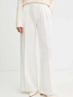 Twinset spodnie damskie kolor beżowy szerokie high waist 252TT2401
