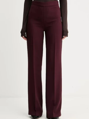 Twinset spodnie damskie kolor bordowy proste high waist 252TP2591