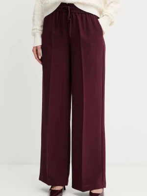 Twinset spodnie damskie kolor bordowy szerokie high waist 252TP2611