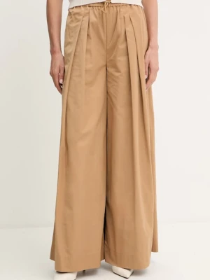 Twinset spodnie damskie kolor brązowy szerokie high waist 252LI2GBB